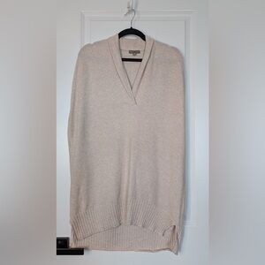 Lilla P Women’s Shawl Collar Sleeveless Tunic Sweater Cream Size M/L